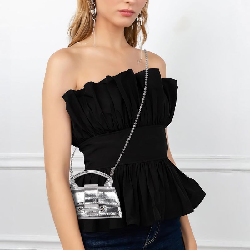 FALETO Mini Purses for Women Y2K Top Handle Crossbody Bag Stylish Tiny Clutch Shoulder Handbag for Cocktail Party Prom - Image 3